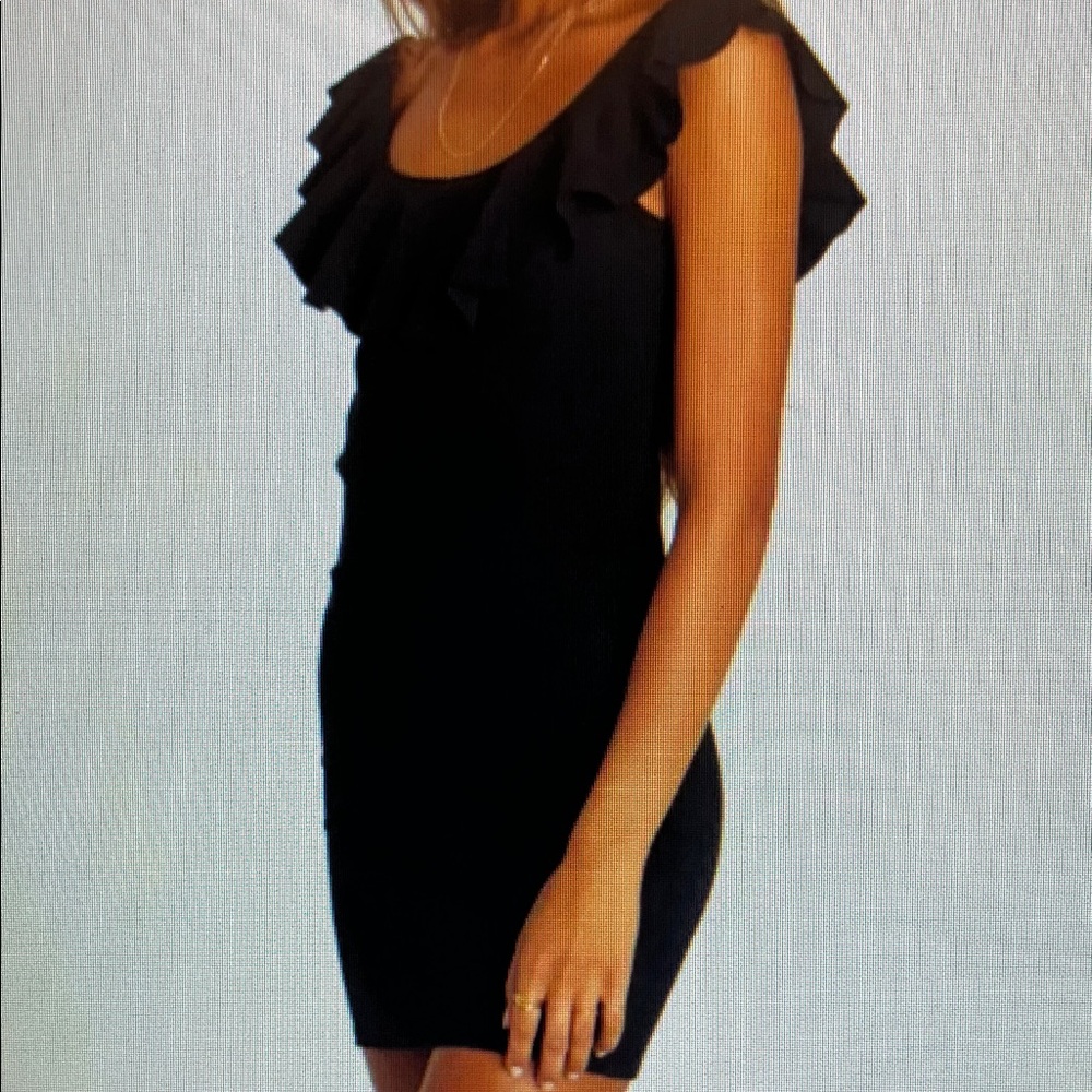 Black Ruffle-Trim Bodycon Dress